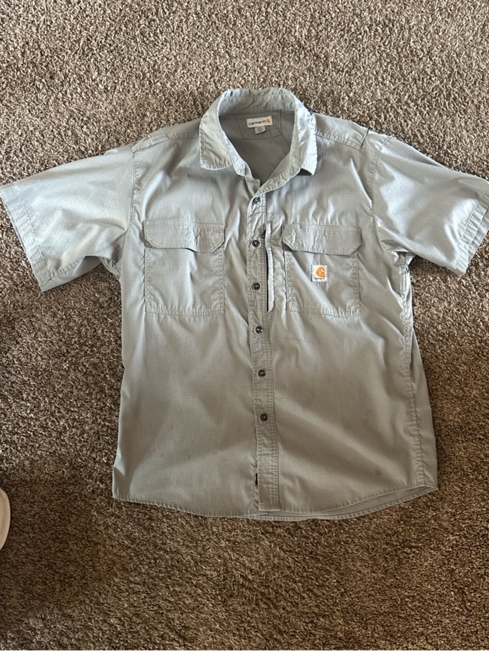 Carhartt Light Gray Short-Sleeve Button-Down Work Shirt